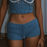 Crochet Pearl Trim Two Piece Set - Festigal