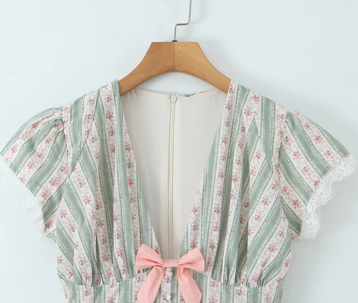 Floral Striped Bow Skater Dress