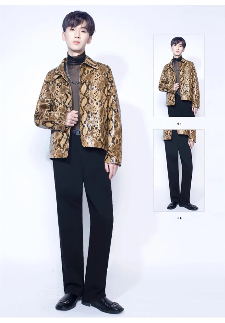 Faux Leather Men’s Snakeskin Jacket - Festigal
