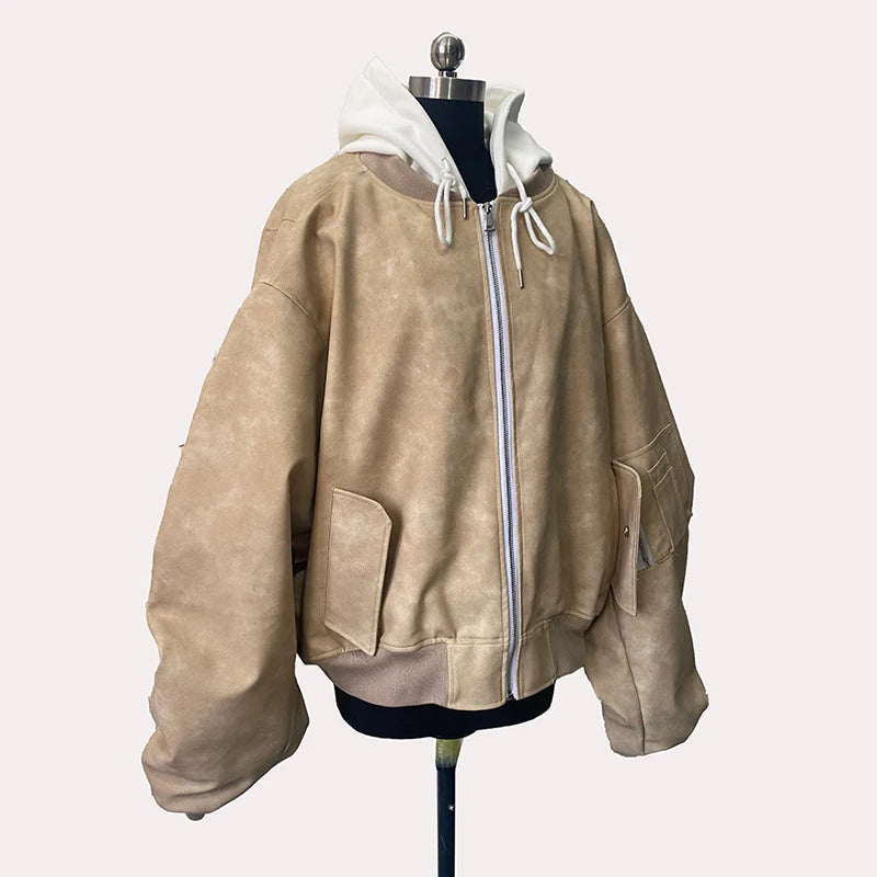 Men's Suede Hoodie Bomber Jacket - Festigal