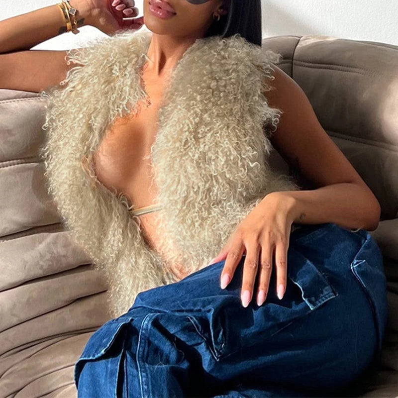 Faux Fur Backless Top - Festigal