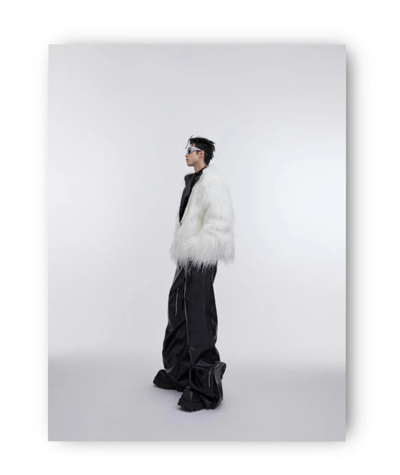 Men's Shaggy Faux Fur Jacket - Festigal