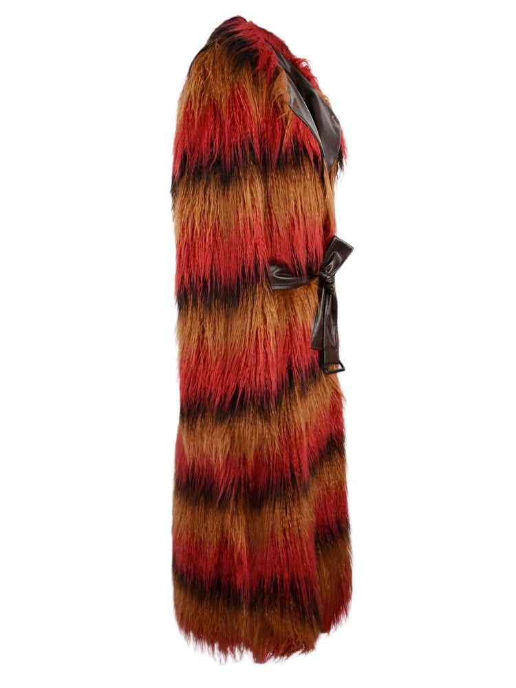 Oversized Faux Fur Trench Coat - Festigal