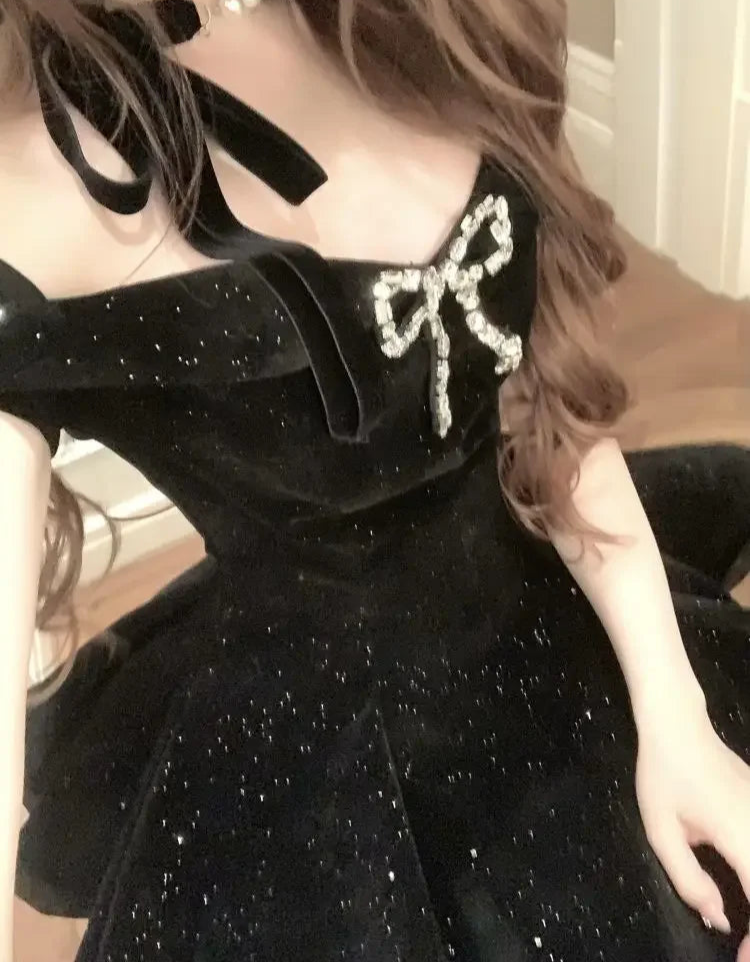 Velvet Glitter Skater Dress - Festigal