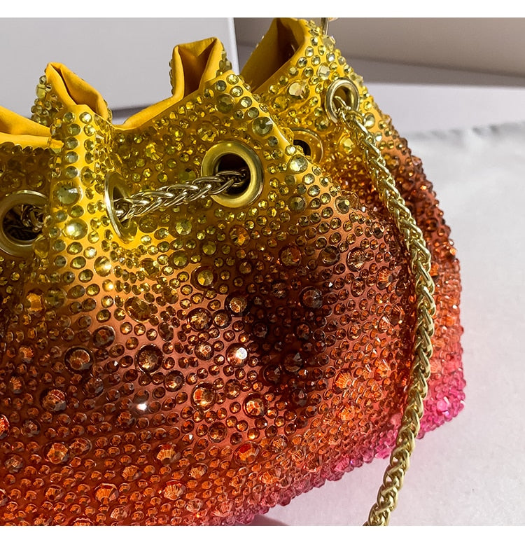 Rhinestone Ombre Bucket Bag - Festigal