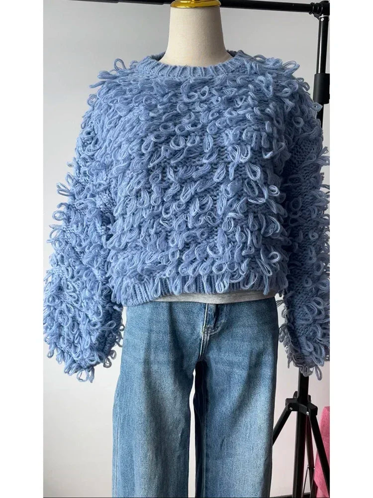 Blue Knitted Loop Jumper - Festigal