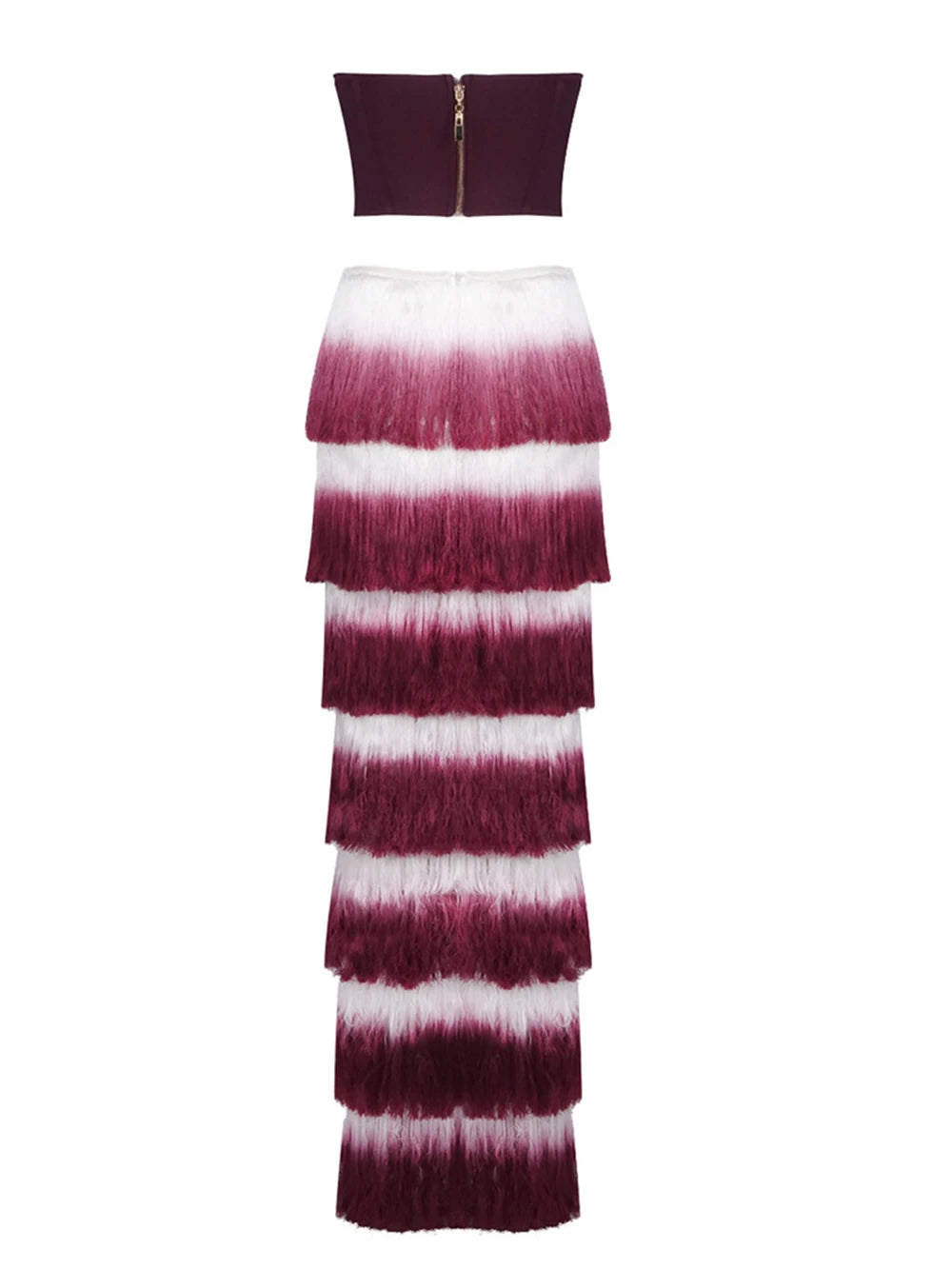 Gradient Top & Tassel Skirt Set
