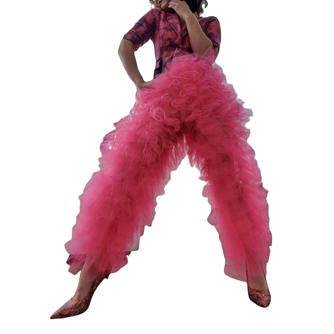 Ruffle Tulle High Waist Pants - Festigal