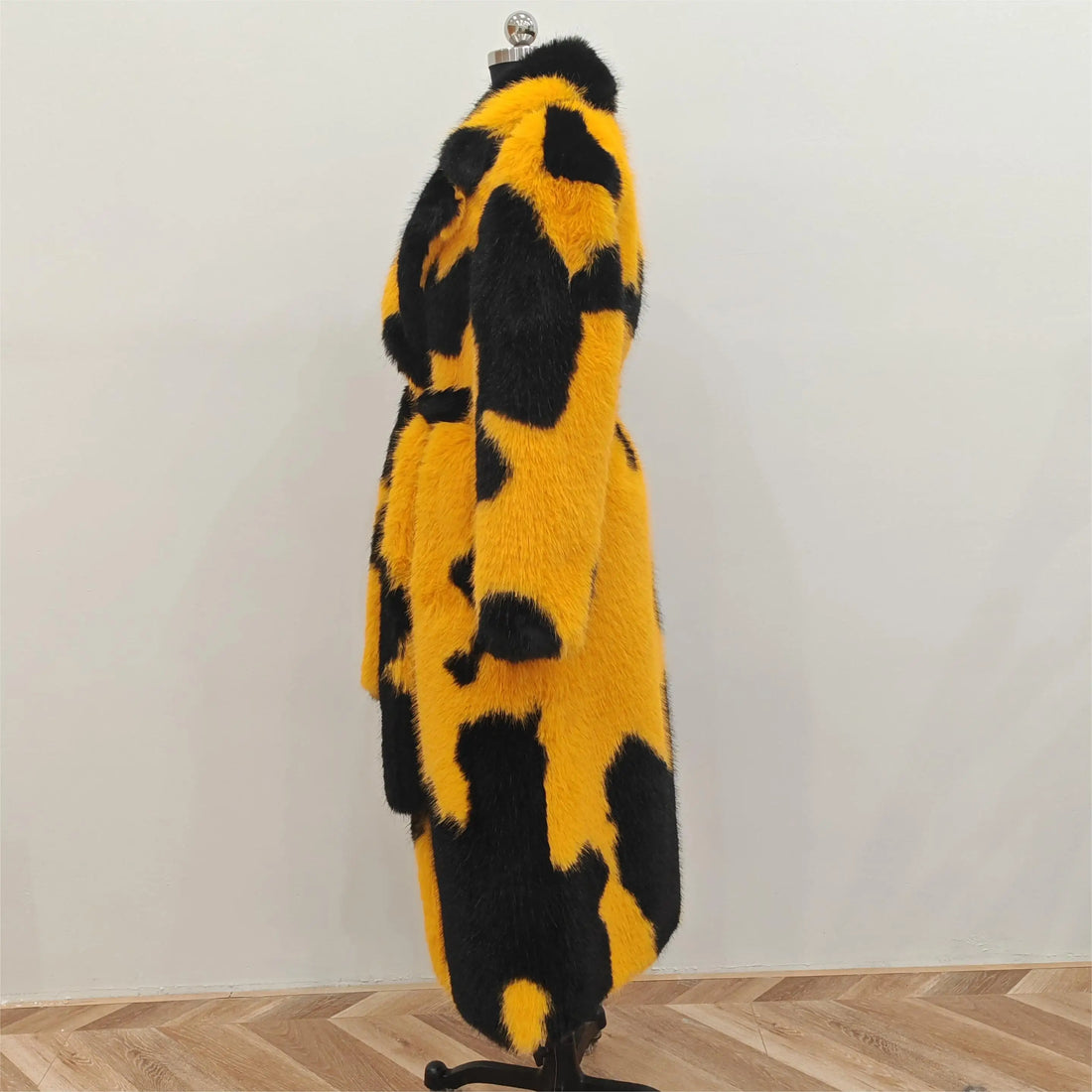 Faux Mink Fur Contrast Coat - Festigal