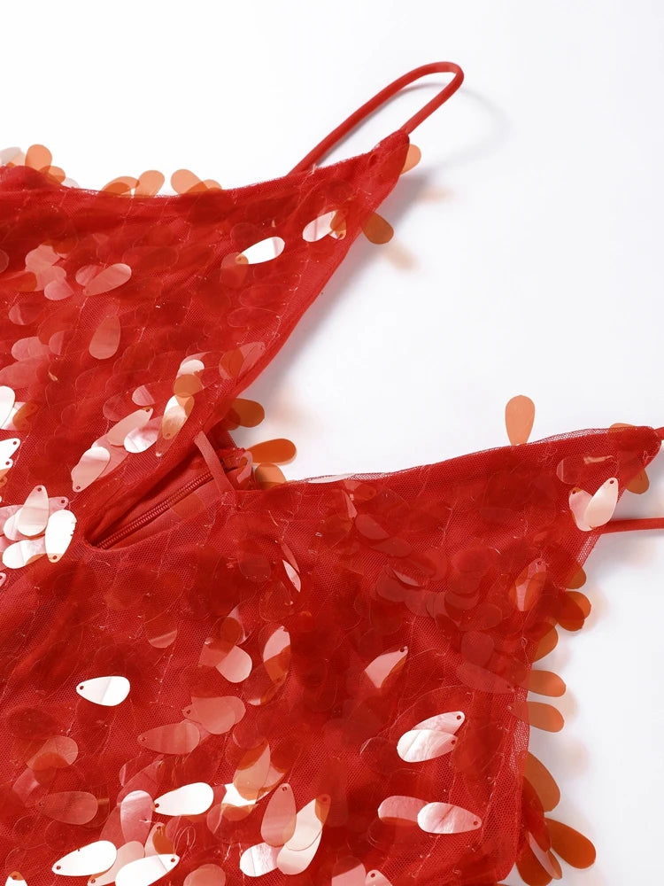 Red Sequin Maxi Dress - Festigal