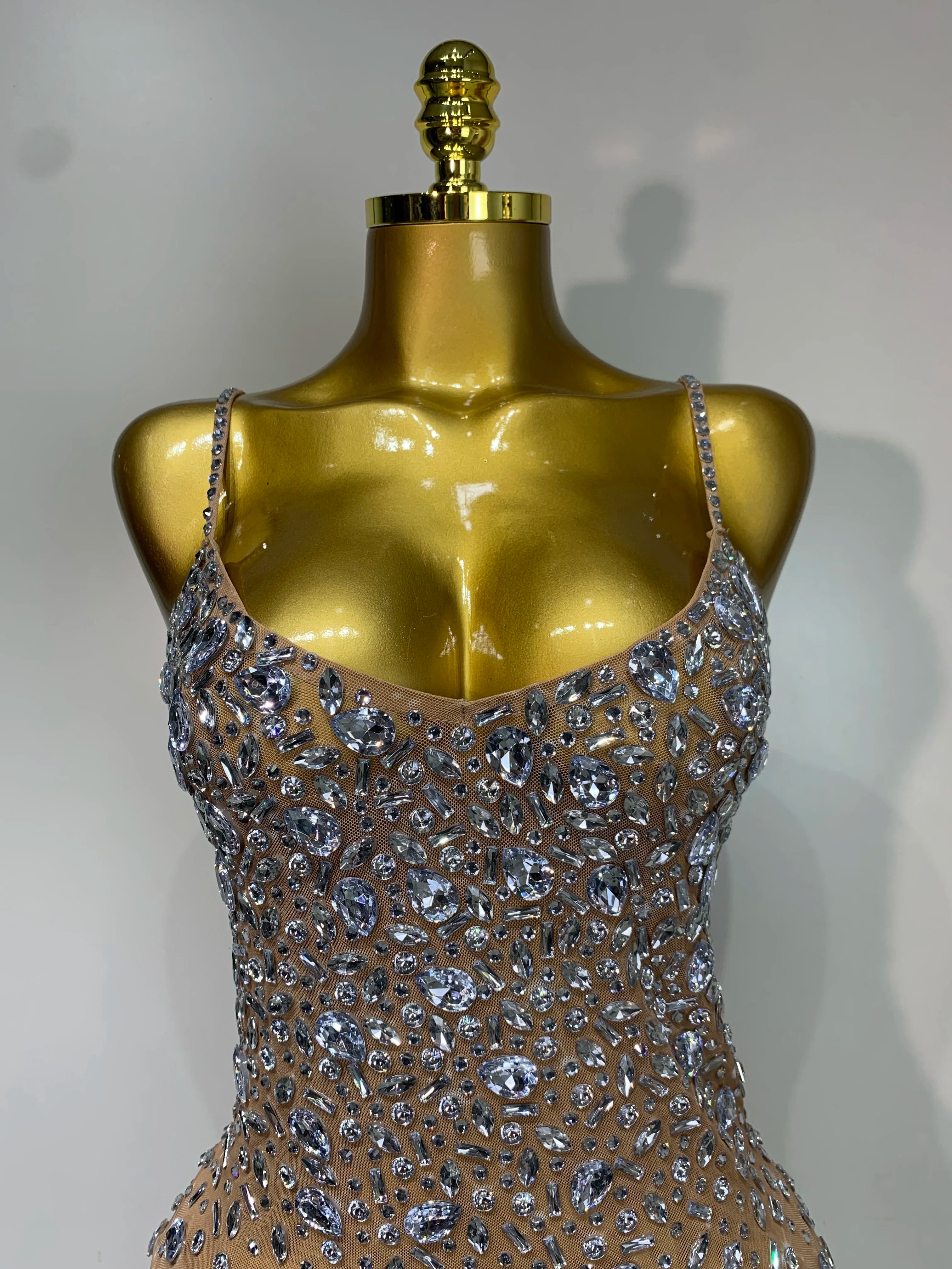 Rhinestone Mesh Maxi Dress