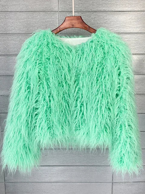 Shaggy Faux Fur Jacket Coat - Festigal