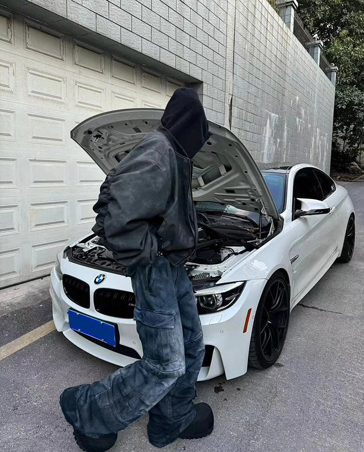 Men's Suede Hoodie Bomber Jacket - Festigal