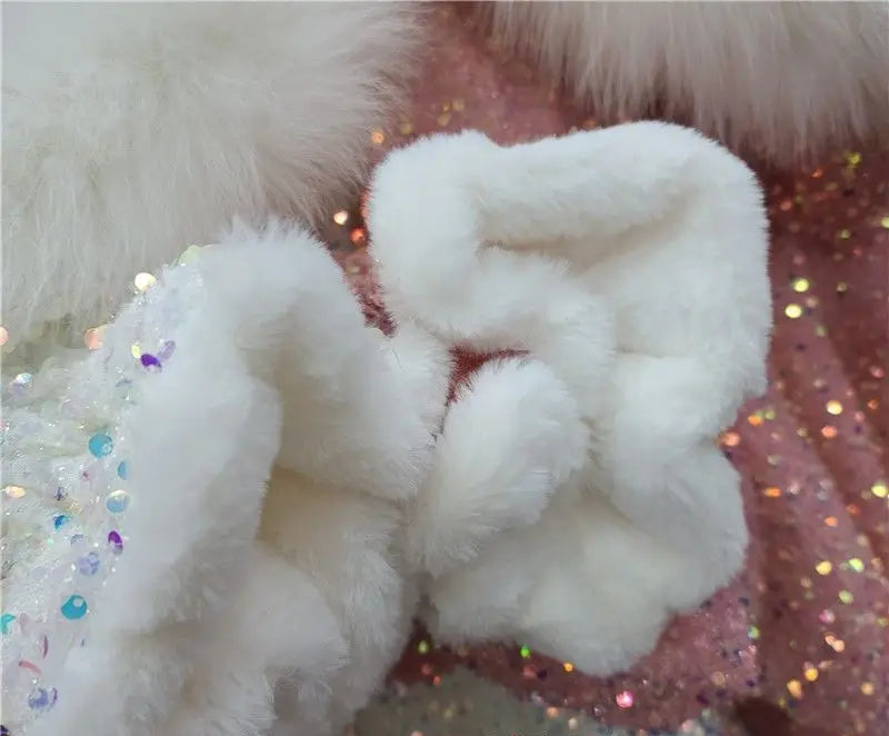 Sequin Ruched Fur Jacket