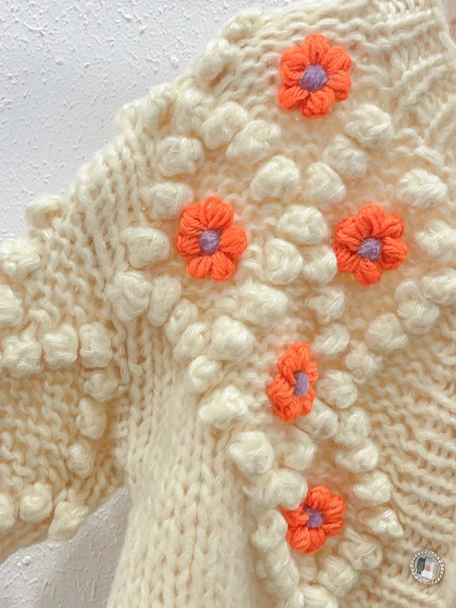 Crochet Flower Mohair Cardigan - Festigal