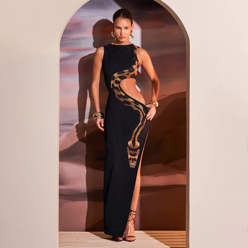 Snake Cut Out Maxi Dress