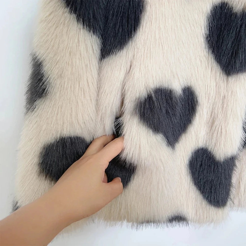 Queen of Hearts Faux Fur Coat - Festigal