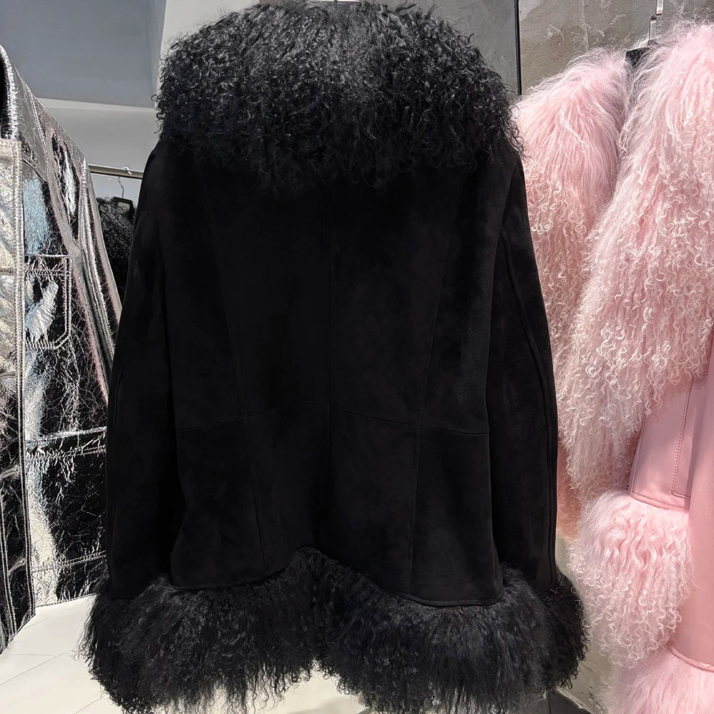 Suede Mongolian Fur Jacket