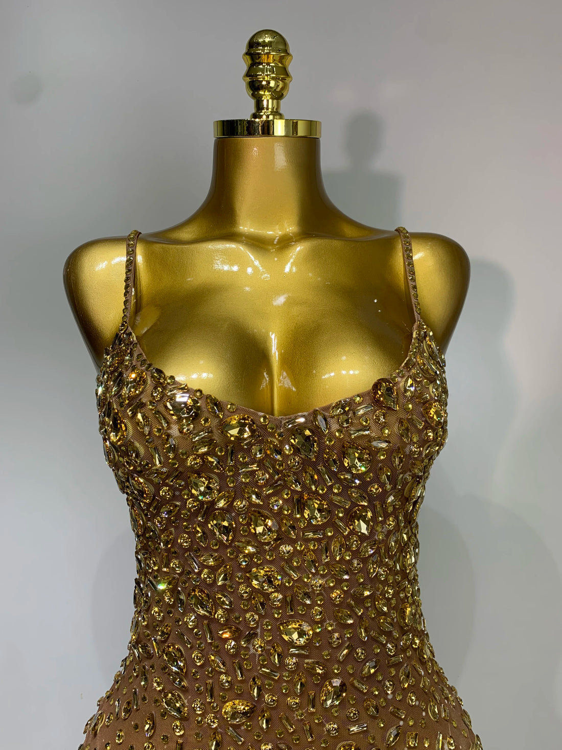 Rhinestone Mesh Maxi Dress