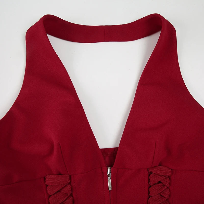 Lace Up V Neck Bandage Top - Festigal