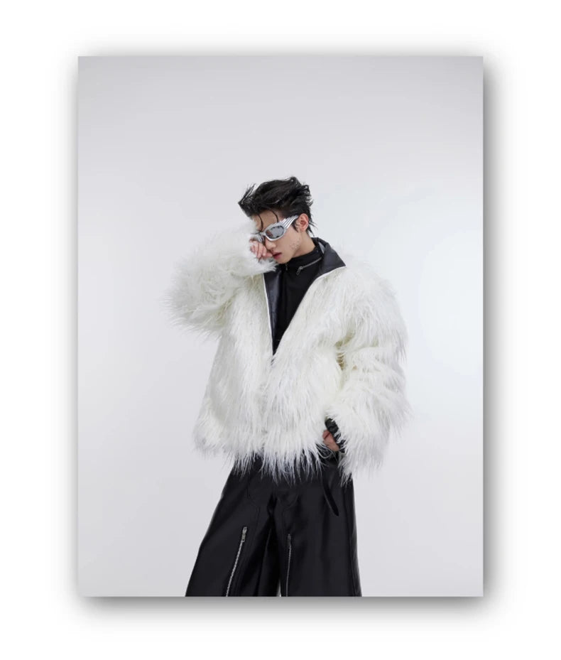 Men's Shaggy Faux Fur Jacket - Festigal