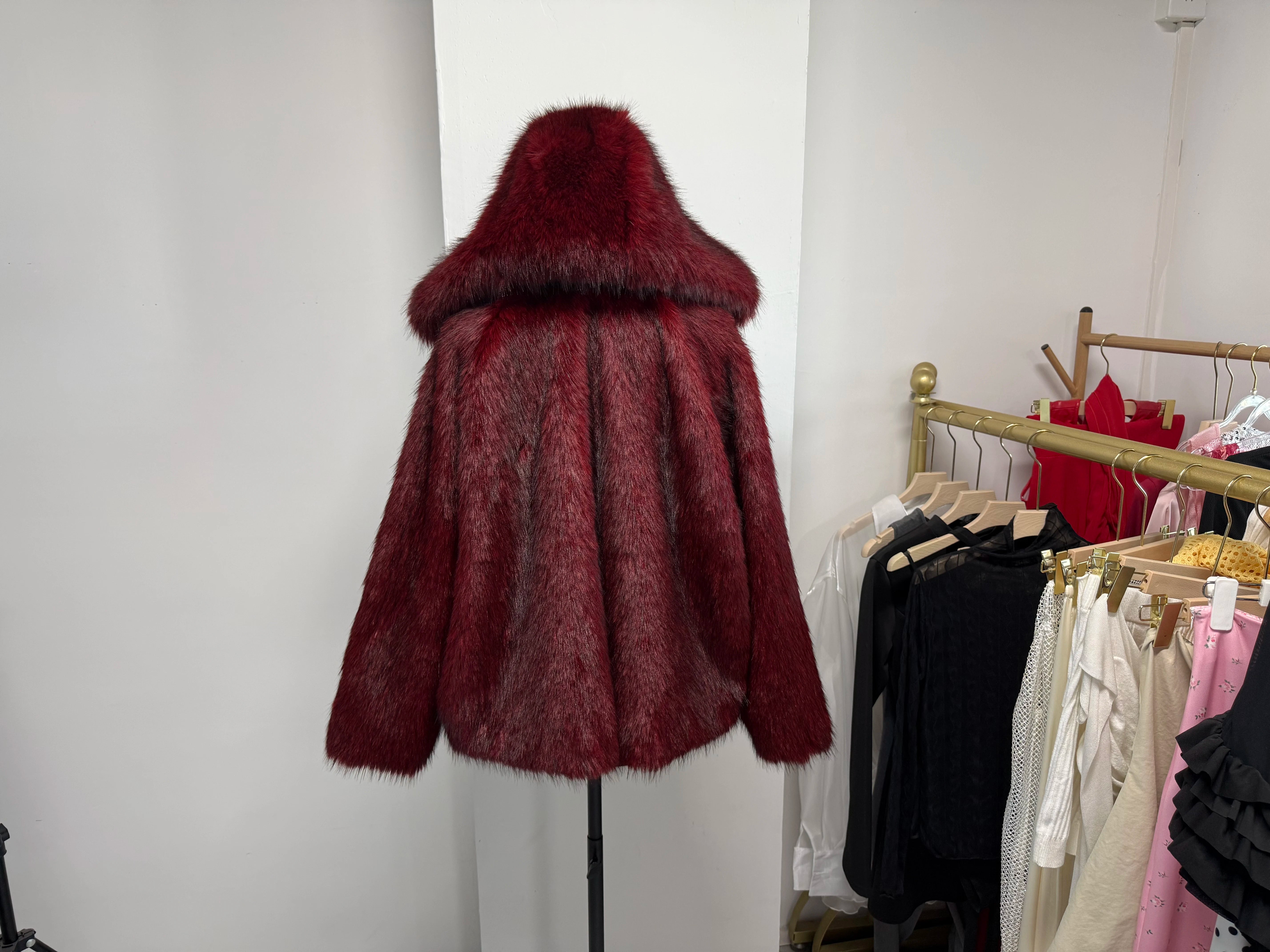 Cropped Faux Fur Bomber Jacket