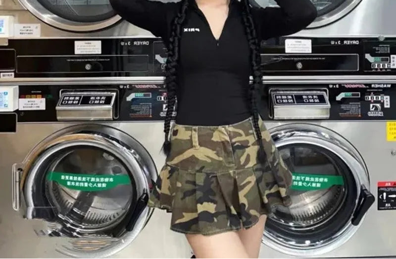 Camouflage Pleated Mini Skirt - Festigal