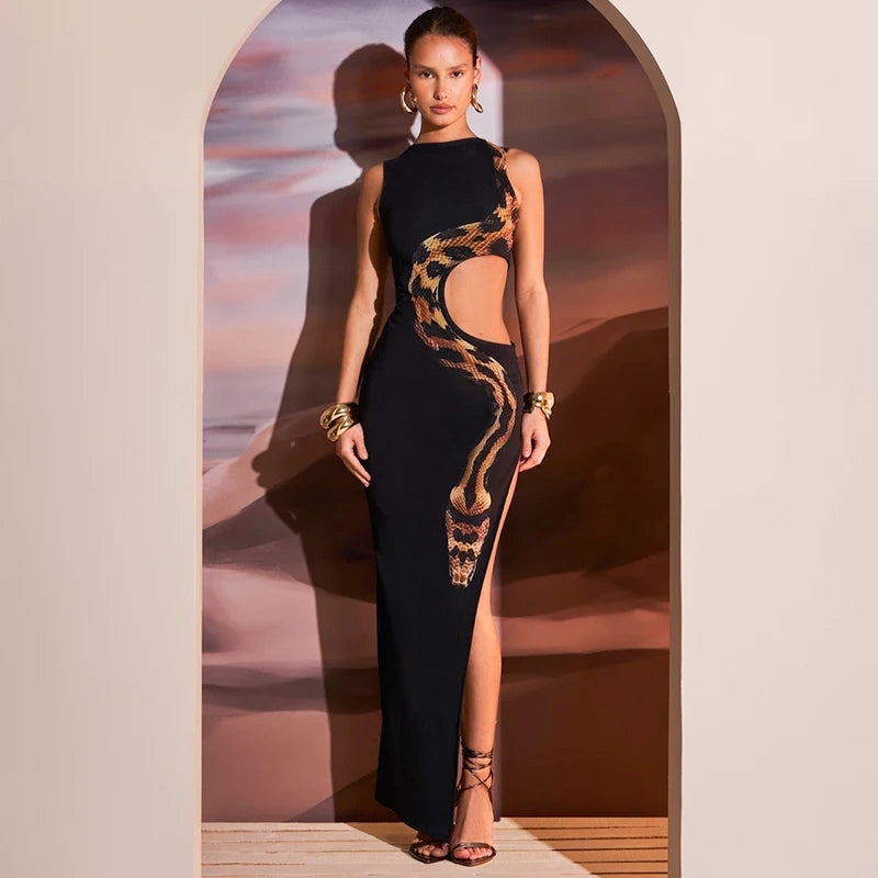 Snake Cut Out Maxi Dress - Festigal