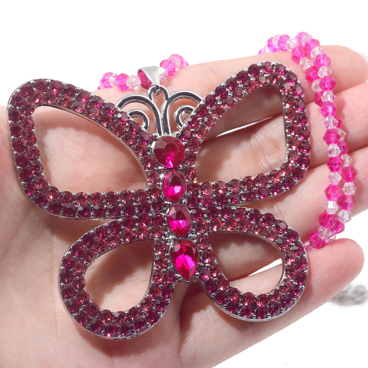 Rhinestone Butterfly Necklace - Festigal