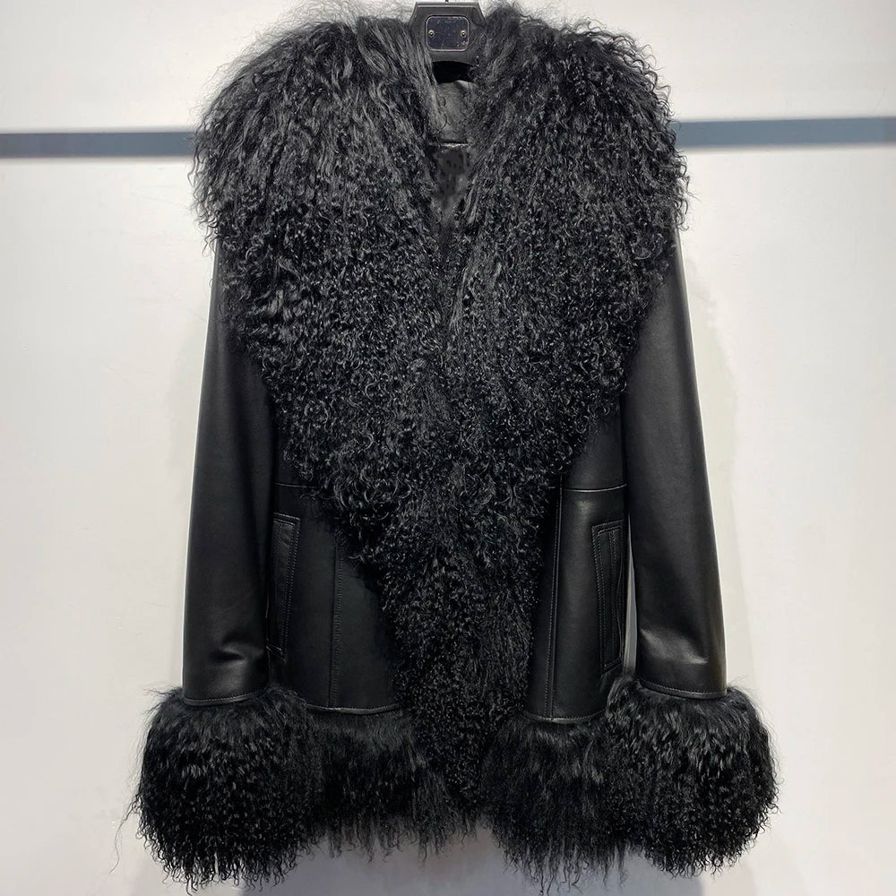 Suede Mongolian Fur Jacket