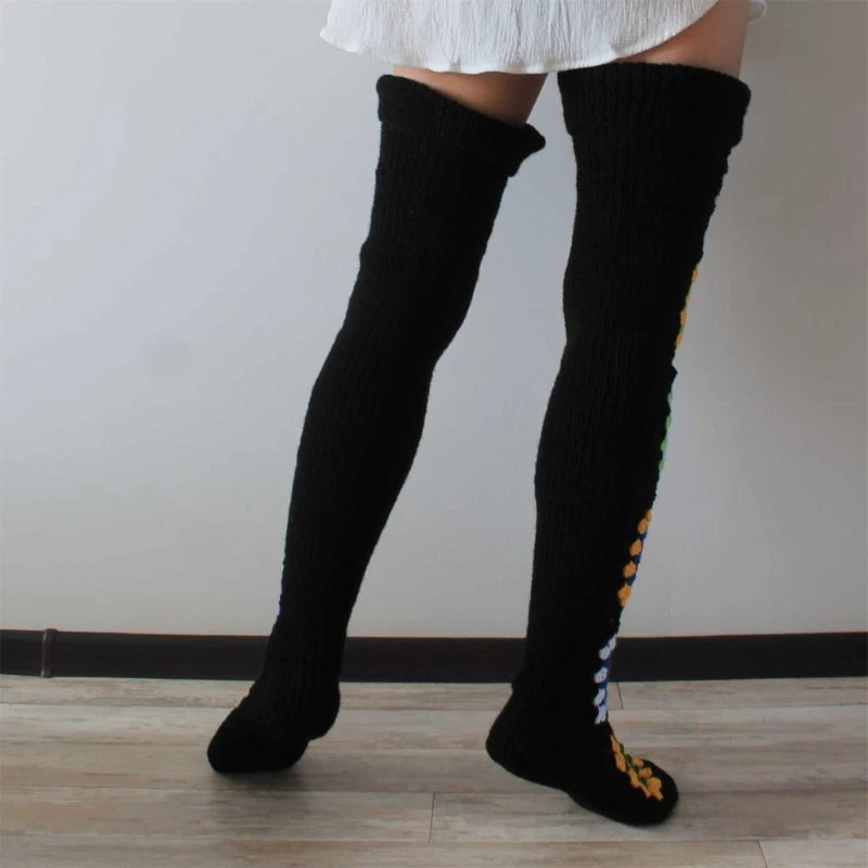 Granny Square Thigh High Socks - Festigal