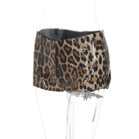 Leopard Print Sequin Hot Pants - Festigal