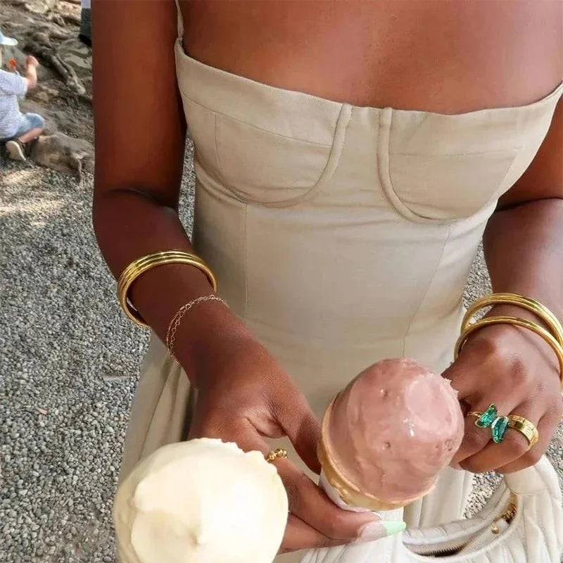 Bustier Pleated Midi Dress - Festigal