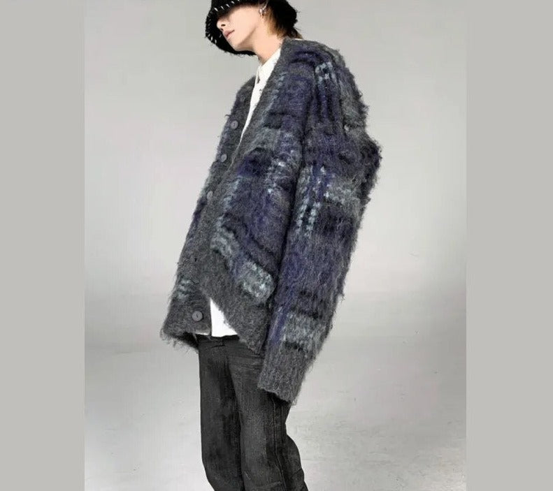 Mens Criss Cross Wool Cardigan - Festigal