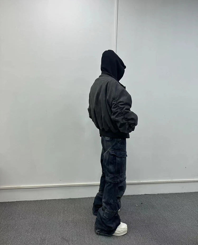 Men's Suede Hoodie Bomber Jacket - Festigal