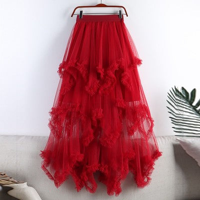Gauze Asymmetrical Midi Skirt - Festigal