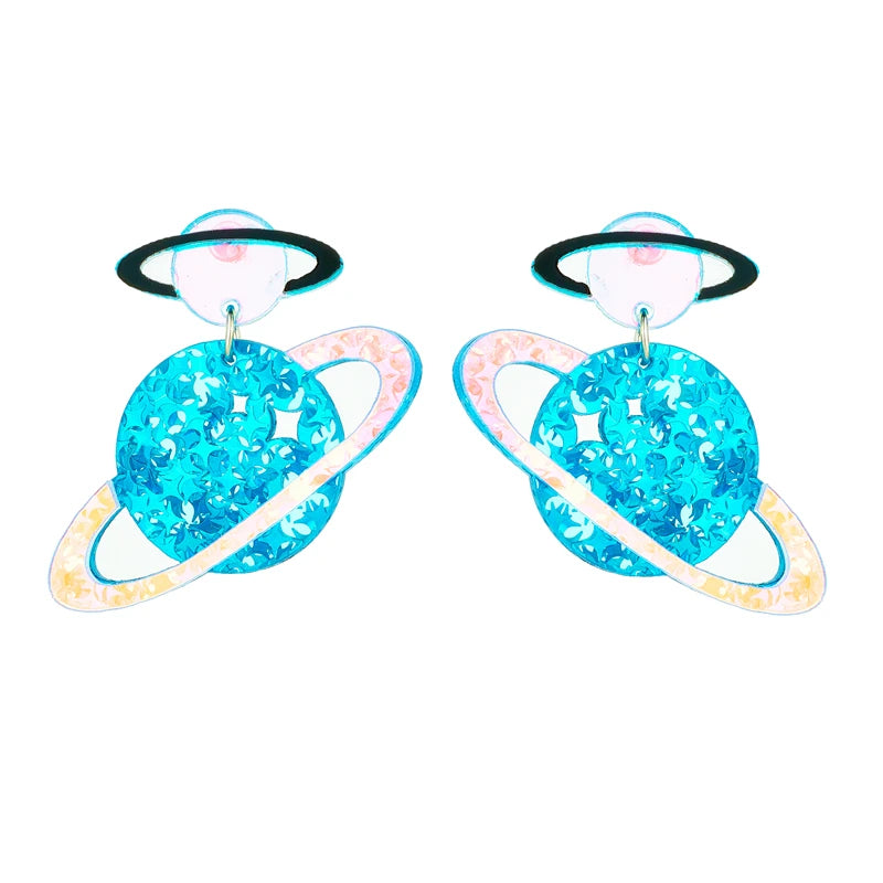 Holographic Saturn Earrings - Festigal