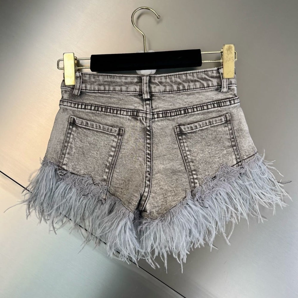 Overwashed Denim Feathery Shorts - Festigal