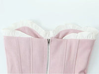 Pink Boned White Ruffle Corset - Festigal