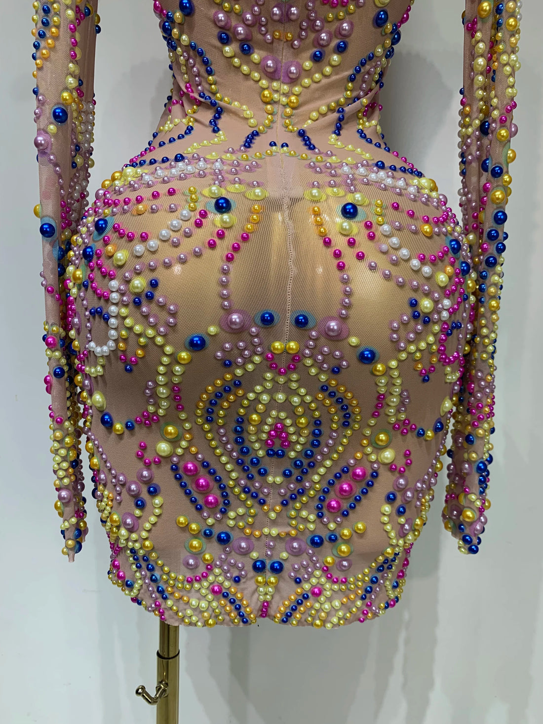 Rainbow Embellished Long Sleeved Dress