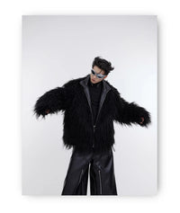 Men's Shaggy Faux Fur Jacket - Festigal