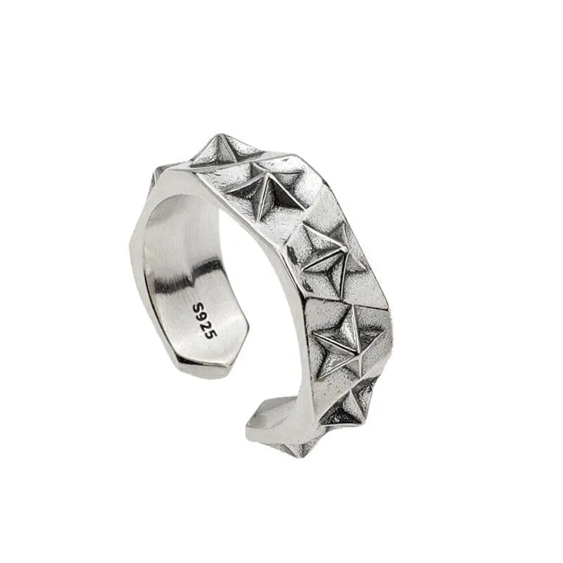 Sterling Silver Star Ring - Adjustable Unisex Festival Jewellery