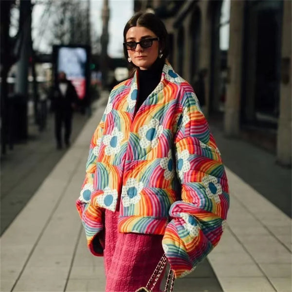 Rainbow & Flower Padded Jacket - Festigal