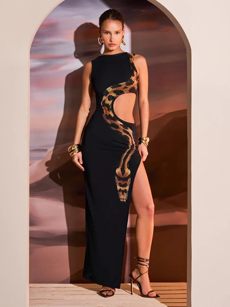 Snake Cut Out Maxi Dress