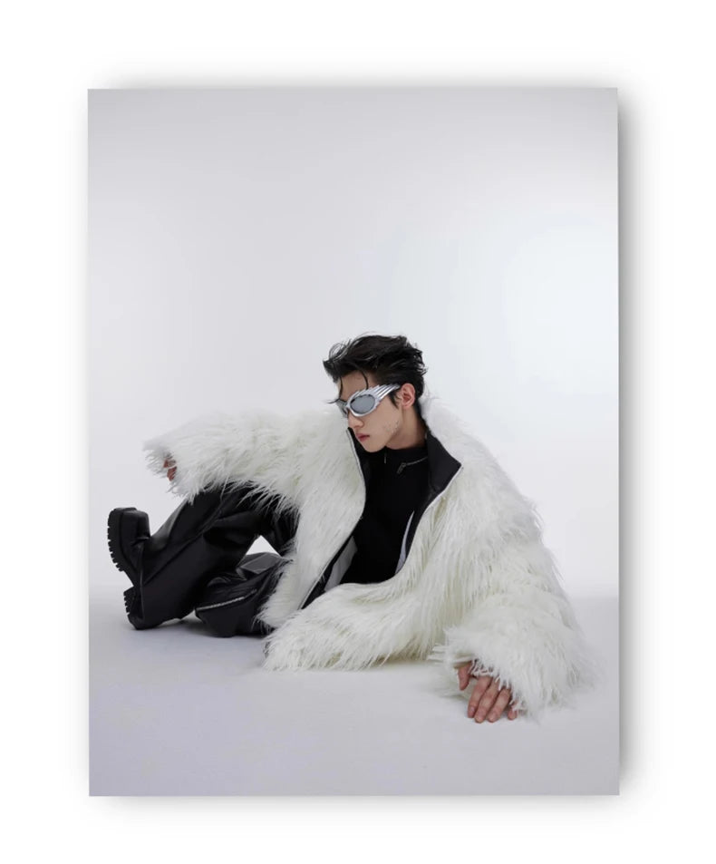 Men's Shaggy Faux Fur Jacket - Festigal