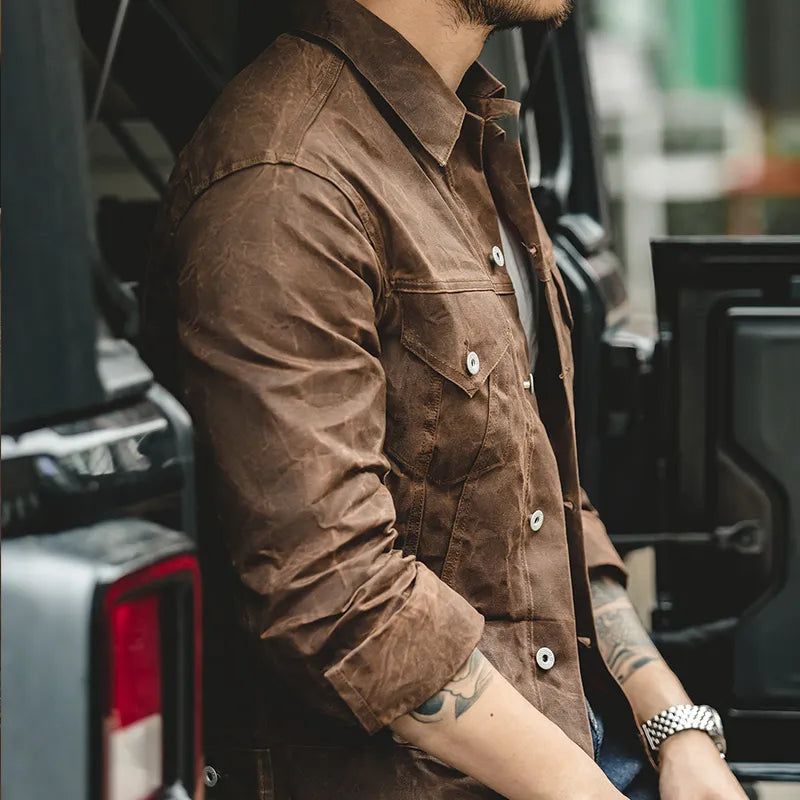 Khaki Oil Waxed Jacket - Festigal