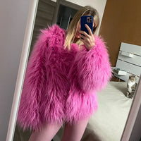 Shaggy Faux Fur Jacket Coat - Festigal