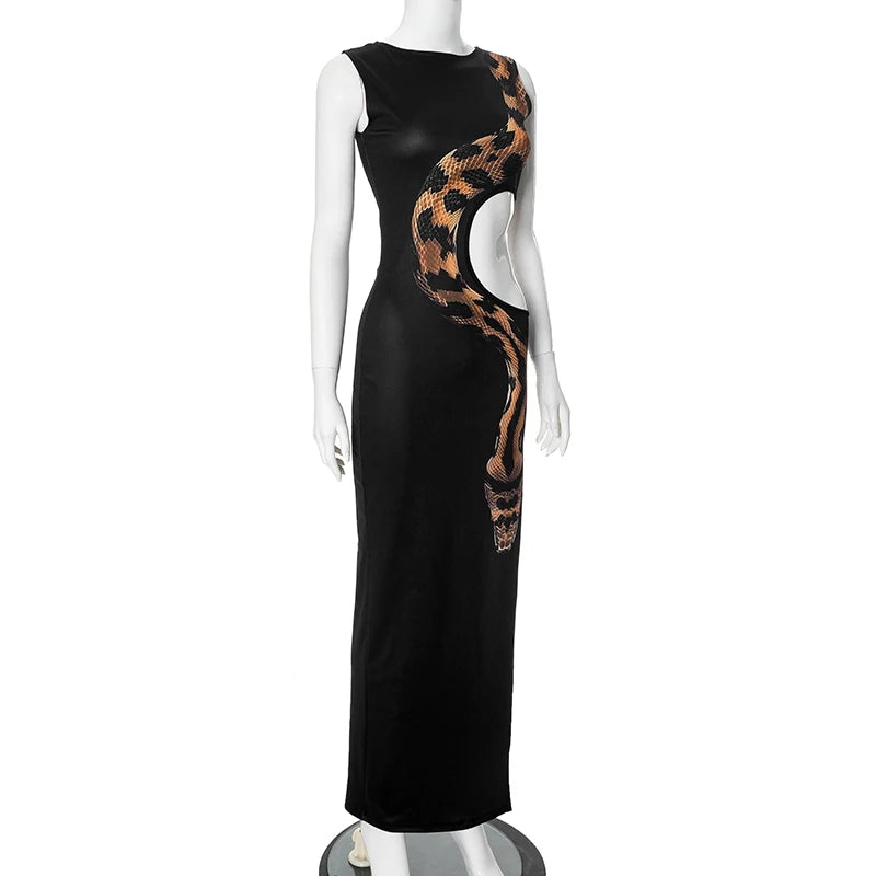 Snake Cut Out Maxi Dress - Festigal