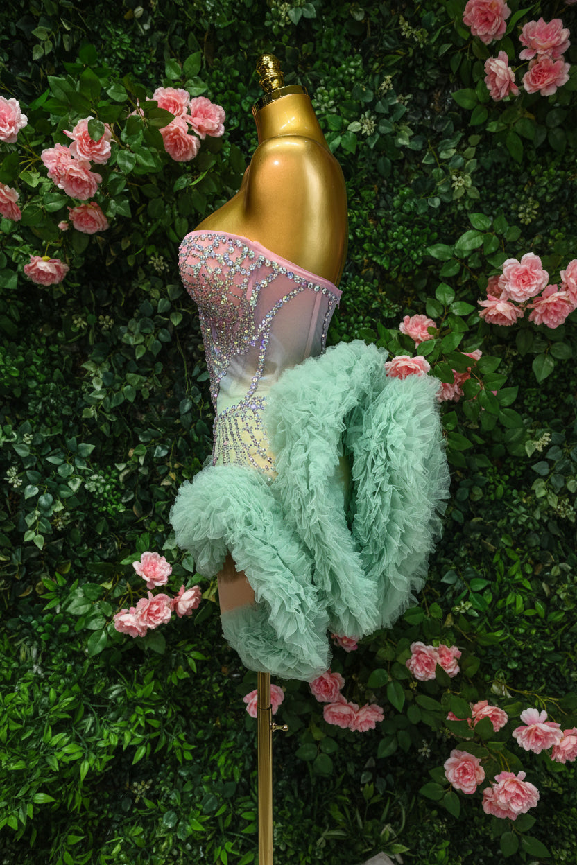 Sweetheart Sequin Ruffle Mini Dress