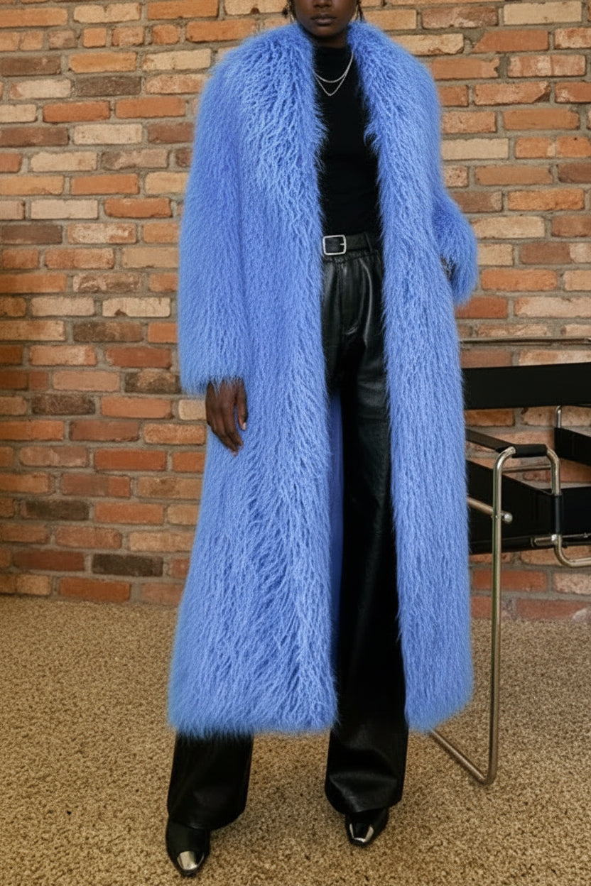 Shaggy Long Waist Tie Coat